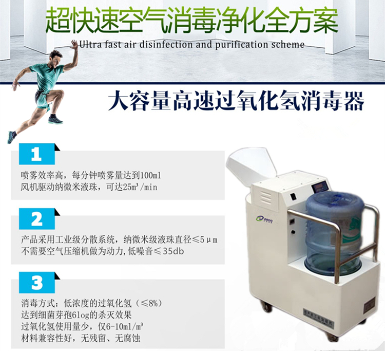 物表消毒技术及设备介绍 过氧化氢喷雾消毒机